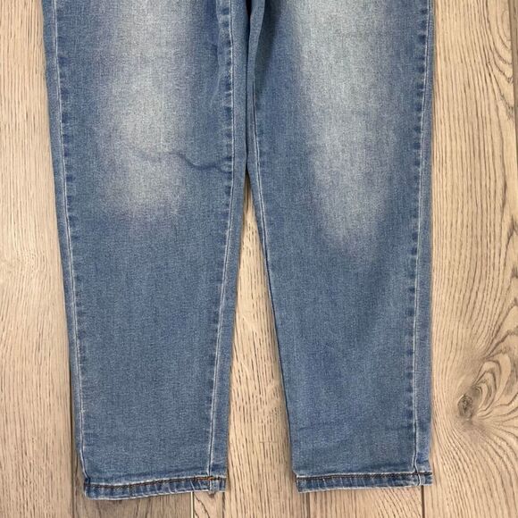 Chelsea & Violet Size 28 High Waist Paper Bag Belted Taper Leg Stretch Mom Jeans - Picture 4 of 14